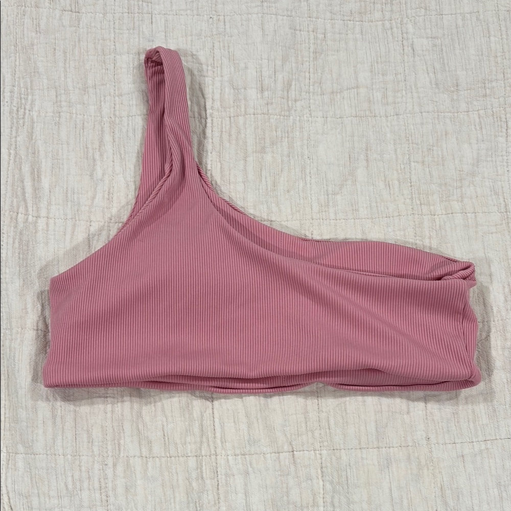 SHEIN Ribbed Pink One-Shoulder Bikini Top - Picture 2 of 3